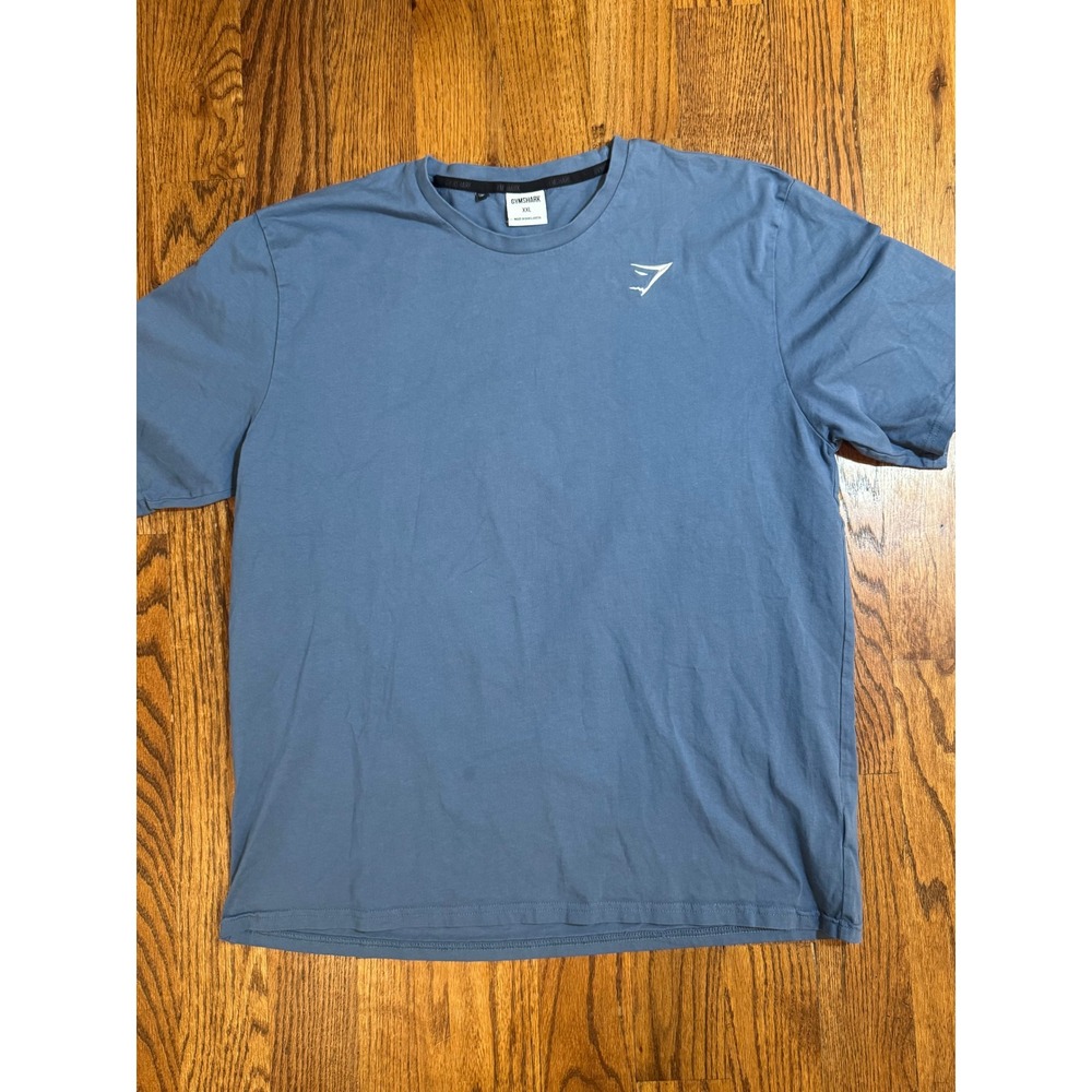 Gymshark Mens XXL Blue Cotton Short Sleeve Embroidered Logo T-Shirt A1A3J
